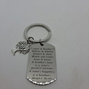 Brother Or Sister Family Tree Keychain Gift Keyring Metal dogtag